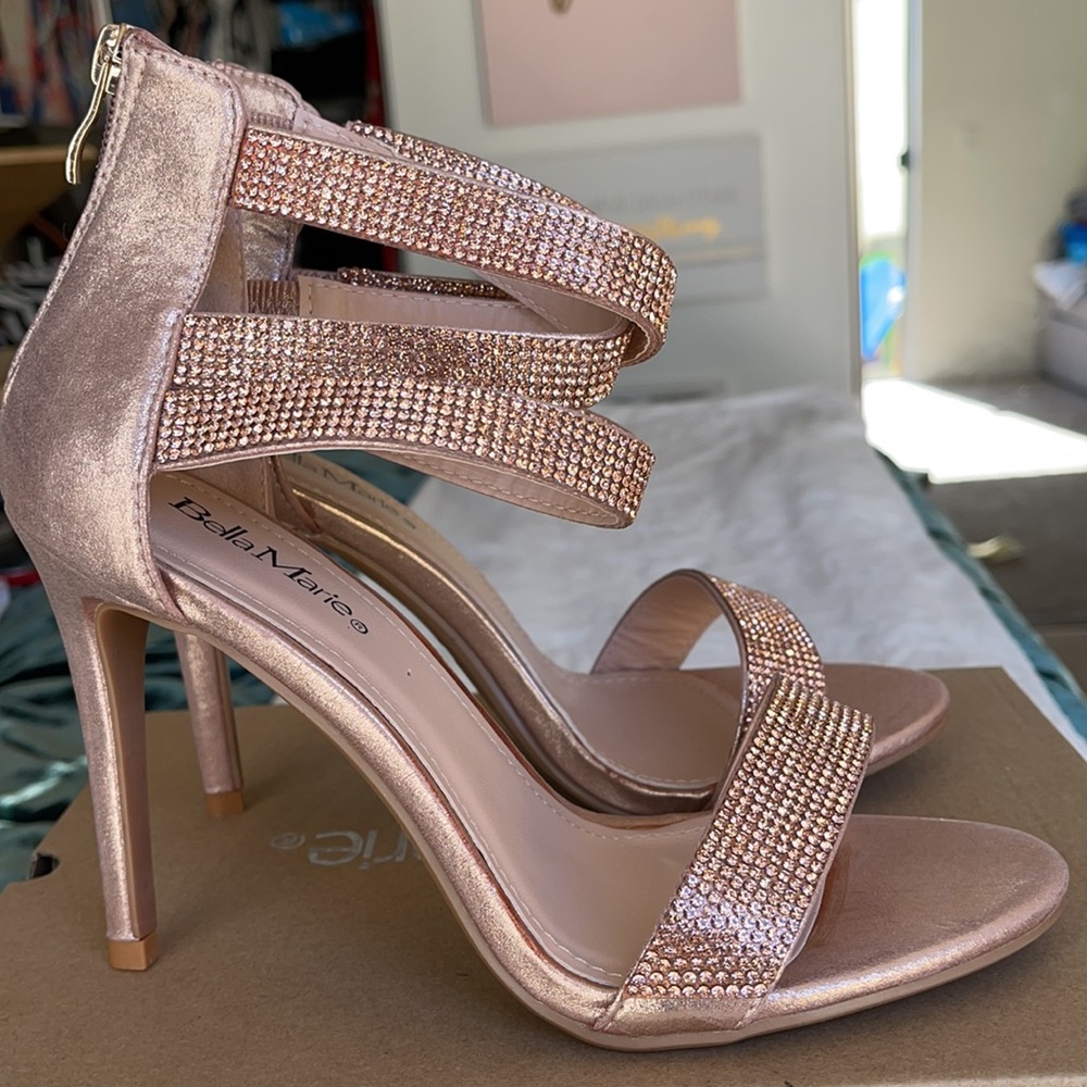 Champagne Rhinestone Heels - Picture 2 of 16